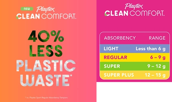 Purchase Playtex Clean Comfort Organic Cotton Tampons, Multipack (14ct Regular/14ct Super Absorbency), Fragrance-Free, Organic Cotton - 28ct on Amazon.com