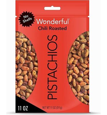 Purchase Wonderful Pistachios, No Shells, Chili Roasted Nuts, 11oz Resealable Bag at Amazon.com