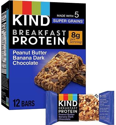 Purchase KIND Breakfast, Healthy Snack Bar, Peanut Butter Banana Dark Chocolate, Gluten Free Breakfast Bars, 8g Protein, 1.76 OZ Packs (30 Count) at Amazon.com