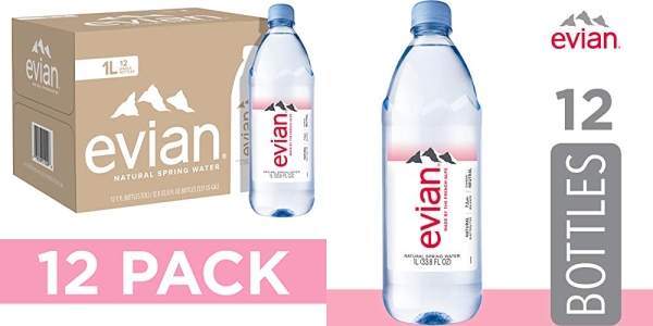 Purchase evian Natural Spring Water, Naturally Filtered Spring Water in Large Bottles, 33.81 Fl Oz (Pack of 12) on Amazon.com
