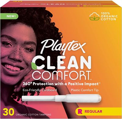 Purchase Playtex Clean Comfort Organic Cotton Tampons, Regular Absorbency, Fragrance-Free, Organic Cotton - 30ct at Amazon.com