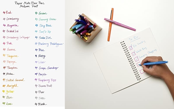 Purchase Paper Mate Flair Felt Tip Pens, Medium Point (0.7mm), Black, 4 Count on Amazon.com