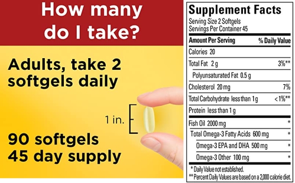 Purchase Nature Made Fish Oil 1000 mg, 90 Softgels, Fish Oil Omega 3 Supplement For Heart Health on Amazon.com