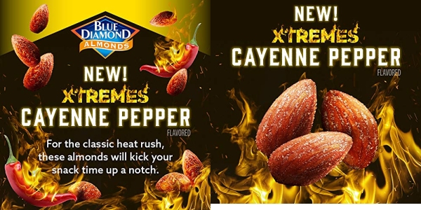 Purchase Blue Diamond Almonds XTREMES Cayenne Pepper Flavored Snack Nuts, 6 Oz Resealable Cans on Amazon.com
