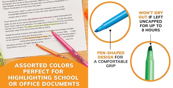 Purchase BIC Brite Liner Highlighters, Chisel Tip, 12-Count Pack of Highlighters Assorted Colors, Ideal Highlighter Set for Organizing and Coloring on Amazon.com