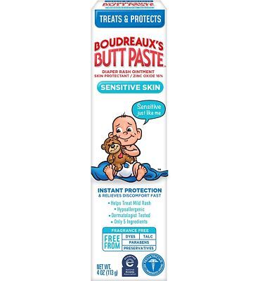 Purchase Boudreaux's Butt Paste for Sensitive Skin Diaper Rash Cream, Ointment for Baby, 4 oz Tube at Amazon.com