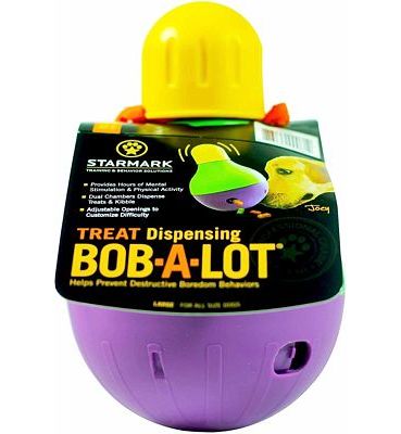 Purchase Starmark Bob-A-Lot Interactive Dog Pet Toy, Large, Yellow/Green/Purple at Amazon.com