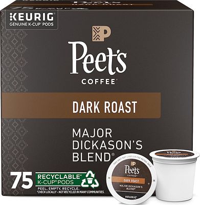 Purchase Peet's Coffee, Dark Roast K-Cup Pods for Keurig Brewers - Major Dickason's Blend 75 Count (1 Box of 75 K-Cup Pods) at Amazon.com