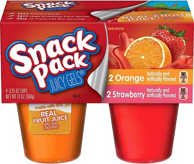 Purchase Snack Pack Juicy Gels Strawberry And Orange, 4 Cups of 3.25 Oz. each, Total 13 Ounce at Amazon.com
