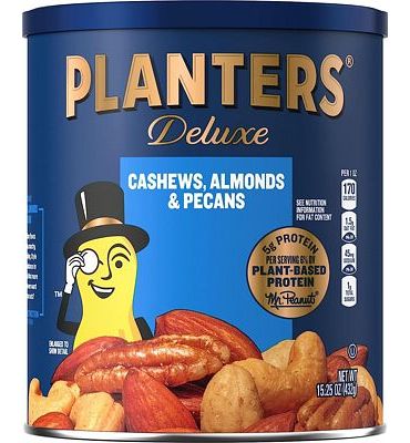 Purchase PLANTERS Deluxe Cashews, Almonds & Pecans, Party Snacks, Plant-Based Protein, 15.25 Oz Canister at Amazon.com