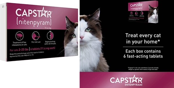 Purchase CAPSTAR (nitenpyram) Oral Flea Treatment for Cats, Fast Acting Tablets Start Killing Fleas in 30 Minutes, Cats 2-25 lbs, 6 Doses on Amazon.com