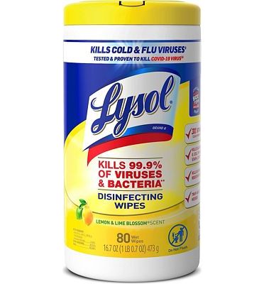Purchase Lysol Disinfectant Wipes, Multi-Surface Antibacterial Cleaning Wipes, For Disinfecting and Cleaning, Lemon and Lime Blossom, 80 Count at Amazon.com