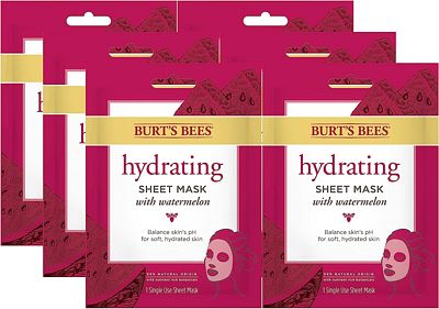 Purchase Burt's Bees Face Masks, Hydrating Facial Skin Care with Watermelon, 100% Natural, Single Use (6 Count) at Amazon.com
