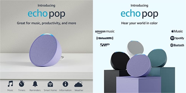 Purchase Introducing Echo Pop, Full sound compact smart speaker with Alexa, Lavender Bloom on Amazon.com