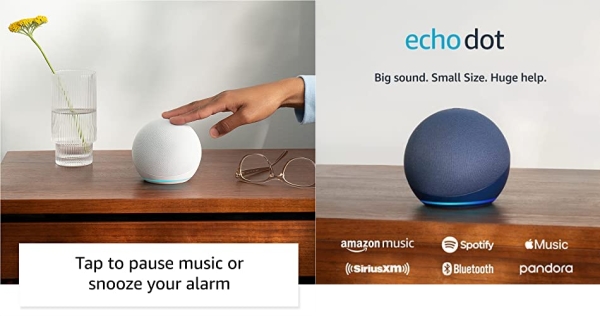 Purchase Echo Dot (5th Gen, 2022 release), With bigger vibrant sound, helpful routines and Alexa, Deep Sea Blue on Amazon.com