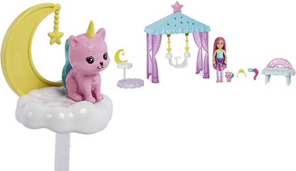 Purchase Barbie Dreamtopia Chelsea Doll and Playset, Small Doll with Cloud-Themed Gazebo Swing, Kitten and Accessories on Amazon.com