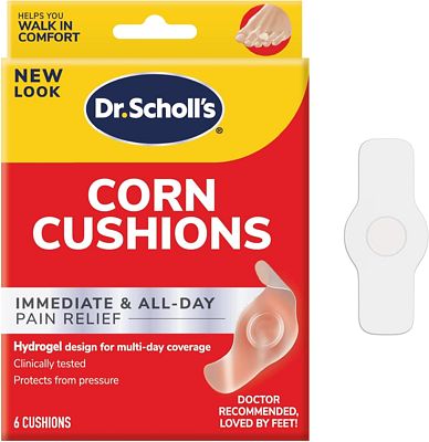 Purchase Dr. Scholl's CORN CUSHION with Hydrogel Technology, 6ct // Cushioning Protection against Shoe Pressure and Friction that Fits Easily In Any Shoe for Immediate and All-Day Pain Relief at Amazon.com