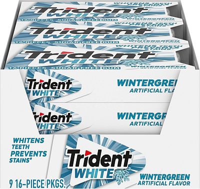 Purchase Trident White Wintergreen Sugar Free Gum, 9 Packs of 16 Pieces (144 Total Pieces) at Amazon.com
