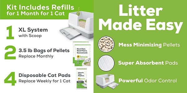 Purchase Purina Tidy Cats Non Clumping Litter System, Breeze XL All-in-One Odor Control & Easy Clean Multi Cat Box on Amazon.com