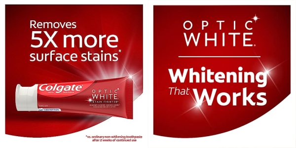 Purchase Colgate Optic White Stain Fighter Whitening Toothpaste, Clean Mint Flavor, Safely Removes Surface Stains, Enamel-Safe for Daily Use, Teeth Whitening Toothpaste with Fluoride, 4.2 Oz Tube on Amazon.com