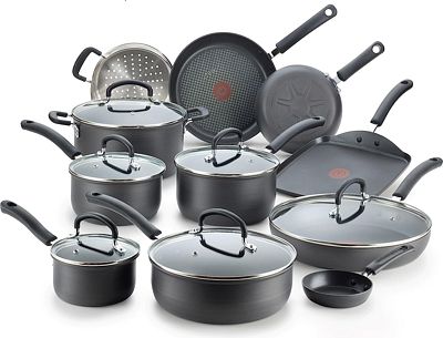 Purchase T-fal Ultimate Hard Anodized Nonstick Cookware Set 17 Piece Pots and Pans, Dishwasher Safe Black at Amazon.com