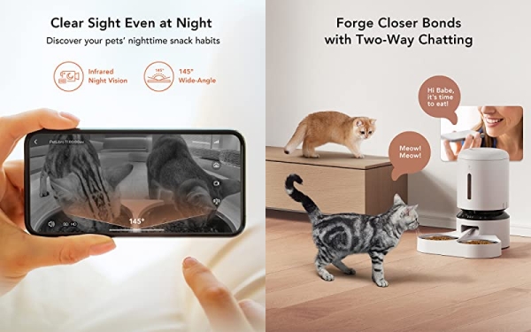 Purchase PETLIBRO Automatic Cat Feeder with Camera for 2 Cats, 1080P HD Video Night Vision, 5G WiFi Pet Feeder Pet Camera with Phone APP 2 Way Audio, Low Food & Motion & Sound Alerts for Cat & Dog Dual Tray on Amazon.com