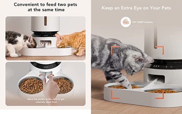 Purchase PETLIBRO Automatic Cat Feeder with Camera for 2 Cats, 1080P HD Video Night Vision, 5G WiFi Pet Feeder Pet Camera with Phone APP 2 Way Audio, Low Food & Motion & Sound Alerts for Cat & Dog Dual Tray on Amazon.com