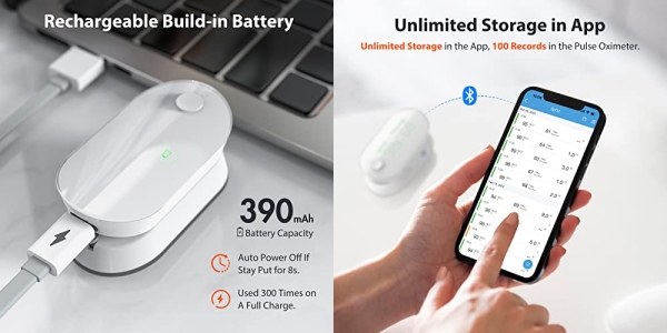 Purchase iHealth AIR Rechargeable Fingertip Pulse Oximeter, Blood Oxygen Saturation Monitor with App, SpO2, Pulse Rate, Plethysmograph, and Perfusion Index on Amazon.com