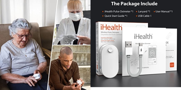 Purchase iHealth AIR Rechargeable Fingertip Pulse Oximeter, Blood Oxygen Saturation Monitor with App, SpO2, Pulse Rate, Plethysmograph, and Perfusion Index on Amazon.com