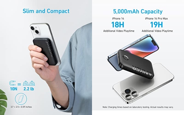 Purchase Anker 321 MagGo Battery (PowerCore Magnetic 5K), 5, 000mAh Magnetic Wireless Portable Charger, Compatible with iPhone 14/13/12 Series (Black) on Amazon.com