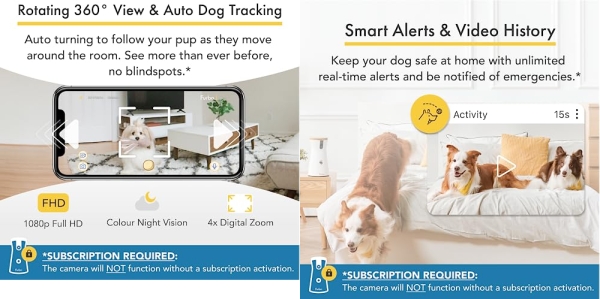 Purchase Furbo 360 Dog Camera - Subscription Required [Premium Safety Package, 2023] Smart Camera Designed for Dogs, Cloud Recording, Home Emergency Alerts, Tracking, Treat Toss, Bark Detection on Amazon.com