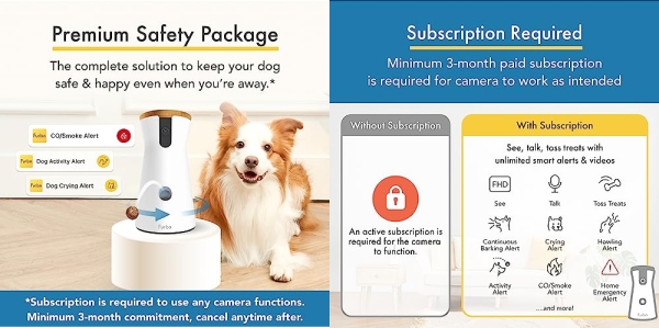 Purchase Furbo 360 Dog Camera - Subscription Required [Premium Safety Package, 2023] Smart Camera Designed for Dogs, Cloud Recording, Home Emergency Alerts, Tracking, Treat Toss, Bark Detection on Amazon.com