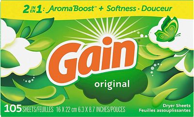 Purchase Gain, Fabric Softener Dryer Sheets, Original Scent, 105 Count at Amazon.com