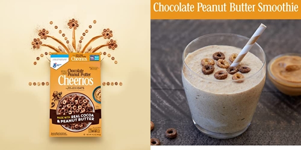 Purchase General Mills Chocolate Peanut Butter Cheerios Cereal, Breakfast Cereal With Whole Grain Oats, 14.2 OZ Large Size on Amazon.com