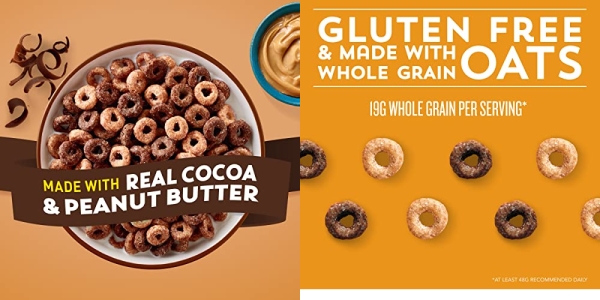 Purchase General Mills Chocolate Peanut Butter Cheerios Cereal, Breakfast Cereal With Whole Grain Oats, 14.2 OZ Large Size on Amazon.com