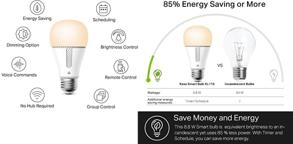 Purchase Kasa Smart Light Bulb Wi-Fi smart bulb, No Hub Required, Soft White on Amazon.com