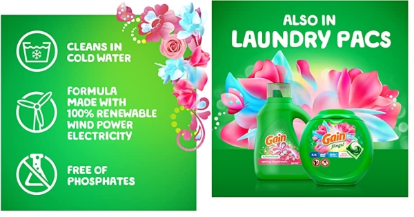 Purchase Gain + Aroma Boost Liquid Laundry Detergent, Spring Daydream Scent, 107 Loads, 154 fl oz, HE Compatible on Amazon.com