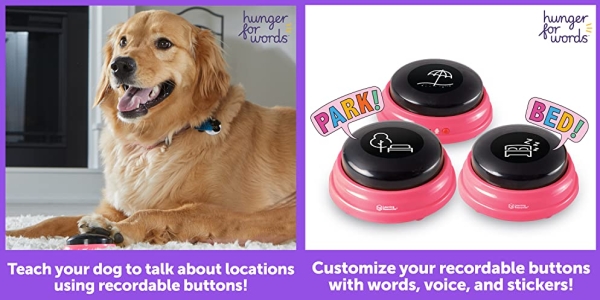 Purchase Hunger For Words Talking Pet Next Words Locations - 3 Piece Set of Recordable Speech Buttons for Dogs, Dog Buttons for Communication on Amazon.com