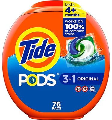 Purchase Tide PODS Liquid Laundry Detergent Soap Pacs, HE Compatible, 76 Count, Powerful 3-in-1 Clean in one Step, Original Scent at Amazon.com