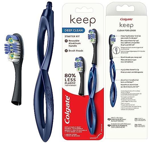 Purchase Colgate Keep Soft Manual Toothbrush for Adults with 2 Deep Clean Floss-Tip Brush Heads, Navy on Amazon.com
