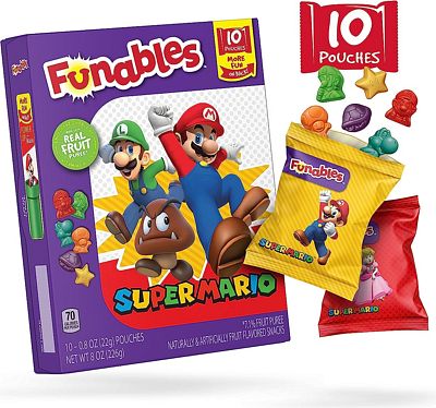 Purchase Funables Fruit Snacks, Super Mario Shaped Fruit Flavored Snacks, Pack Of 10 0.8 Ounce Pouches at Amazon.com