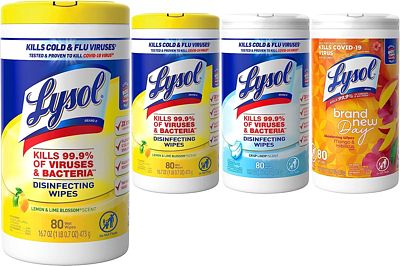 Purchase Lysol Disinfectant Wipes Bundle, Multi-Surface Antibacterial Cleaning Wipes, For Disinfecting & Cleaning, contains x2 Lemon & Lim Blossom (80ct) x1 Crisp Linen (80 Ct) & x1 Mango & Hibiscus (80 Ct) at Amazon.com