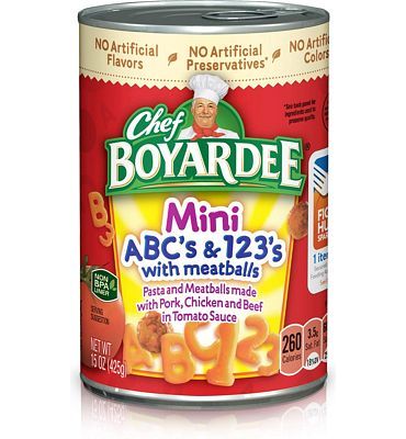 Purchase Chef Boyardee Mini ABC's and 123's with Meatballs, 15 oz, 4 Pack at Amazon.com