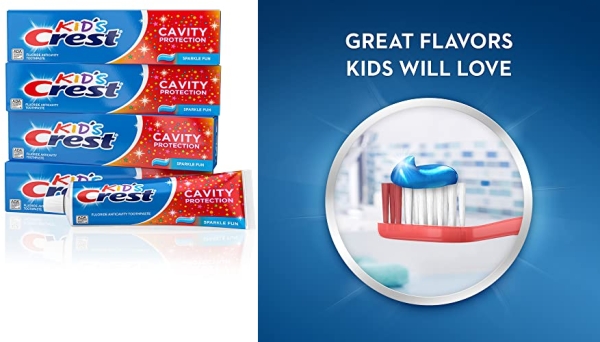Purchase Crest Kids Cavity Protection Toothpaste, Sparkle Fun Flavor, 4.6 oz 4 Pack on Amazon.com