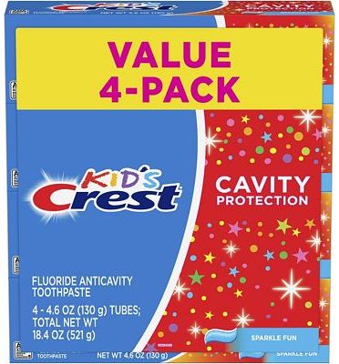 Purchase Crest Kids Cavity Protection Toothpaste, Sparkle Fun Flavor, 4.6 oz 4 Pack at Amazon.com
