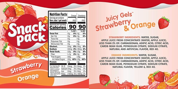 Purchase Snack Pack Juicy Gels Strawberry And Orange, 4 Cups of 3.25 Oz. each, Total 13 Ounce on Amazon.com
