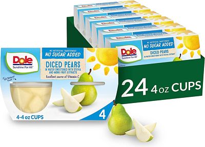 Purchase Dole Fruit Bowls No Sugar Added Pears in Water, Gluten Free Healthy Snack, 4 Oz, 24 Total Cups at Amazon.com