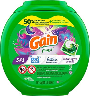 Purchase Gain flings Laundry Detergent Soap Pacs HE Compatible 75 ct Long Lasting Scent Moonlight Breeze at Amazon.com