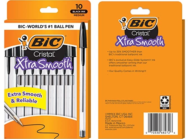 Purchase BIC Cristal Xtra Smooth Ballpoint Pen, Medium Point (1.0mm), Black, For Everyday Writing Activities, 10-Count on Amazon.com