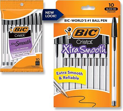 Purchase BIC Cristal Xtra Smooth Ballpoint Pen, Medium Point (1.0mm), Black, For Everyday Writing Activities, 10-Count at Amazon.com